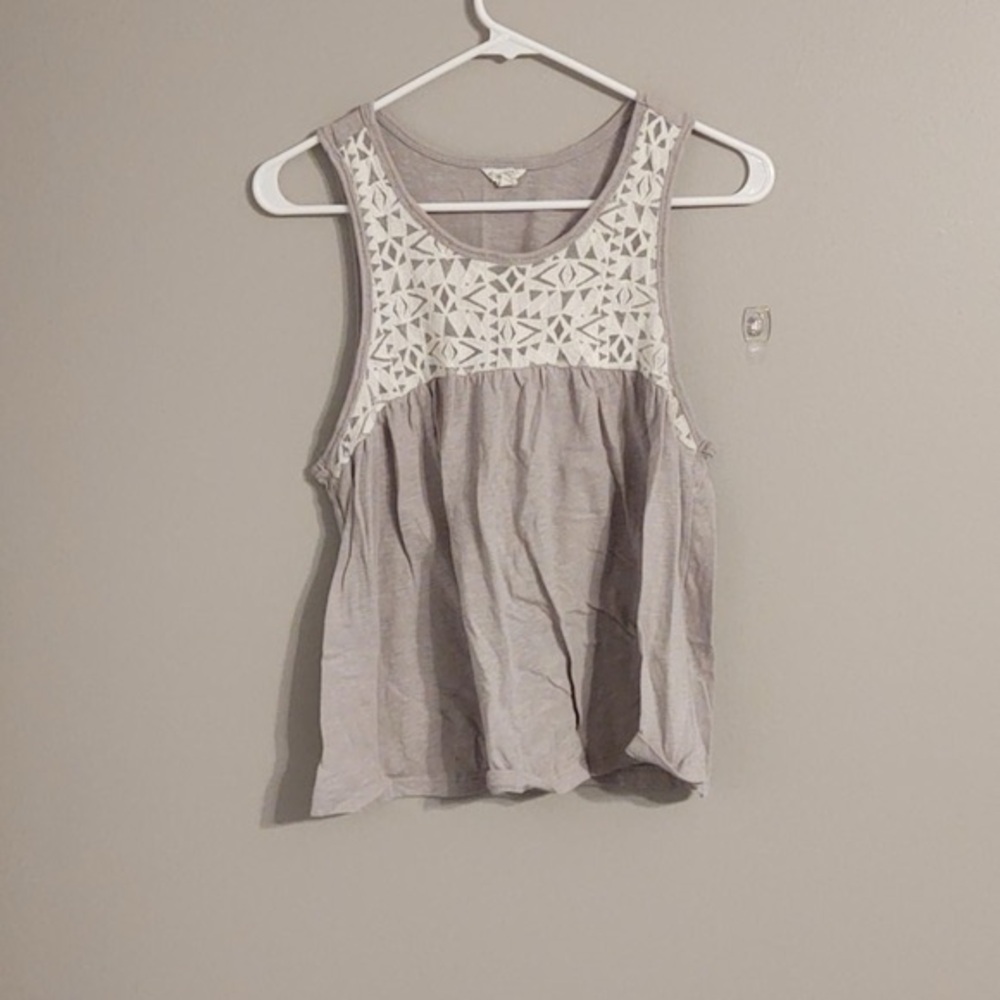 Aeropostale Gray Embellished Sleeveless Tank Top
